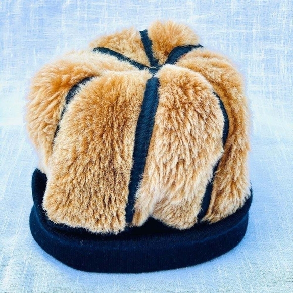Women's Beanie Genuine Leather Fur Beanie Winter Brown Fur Hat - Picture 7 of 7